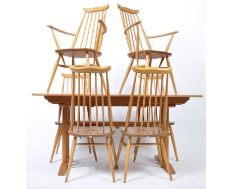 Lucian Ercolani - Ercol - An original vintage mid 20th century Ercol blonde beech and elm wood dining room suite comprising a