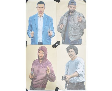 PJL Targets - Malik - Massoz printed - A set of four 20th century Belgian / Flemish police firing range shooting target poste
