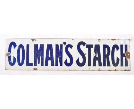 Colman's Starch - Imperial Enamel Birmingham - An early 20th century vintage industrial enamel point of sale enamel worked sh