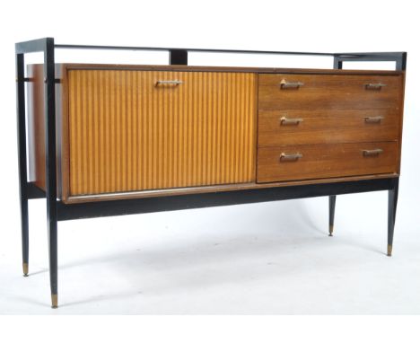 F Wrighton &amp; Sons Ltd, Walthamstow, London. A vintage mid 20th century teak wood sideboard credenza by Wrighton.&nbsp; Ha