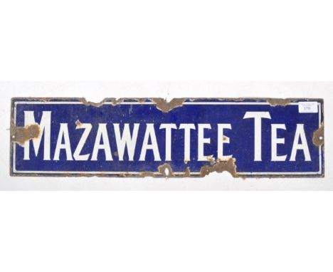 Mazawattee Tea - An early 20th century vintage industrial enamel point of sale porcelain enamel fronted shop advertising sign