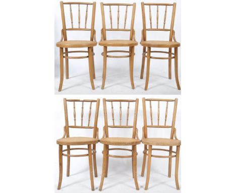 
Michael Thonet (manner of) - A set of six vintage 20th century Thonet style bentwood cafe / bistro dining chairs. The chairs