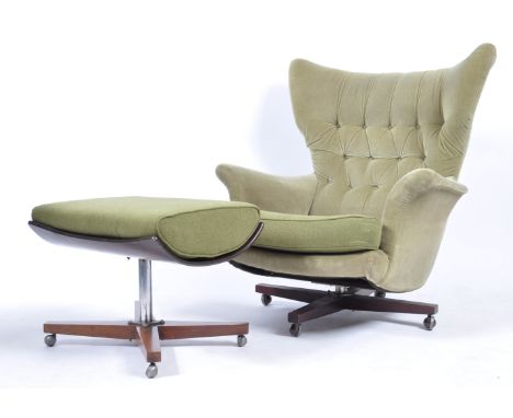 G-Plan - Model 6250 -&nbsp; A mid 20th century circa 1967 G-Plan 6250 swivel chair and ottoman.&nbsp; Often referred to as a 