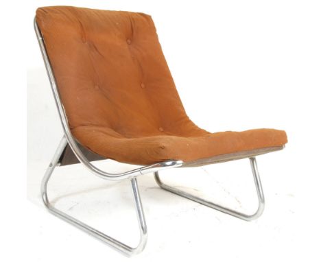 Habitat - A vintage retro Habitat lounge chair of sling / hammock form having a chrome tubular frame with triangular leg supp