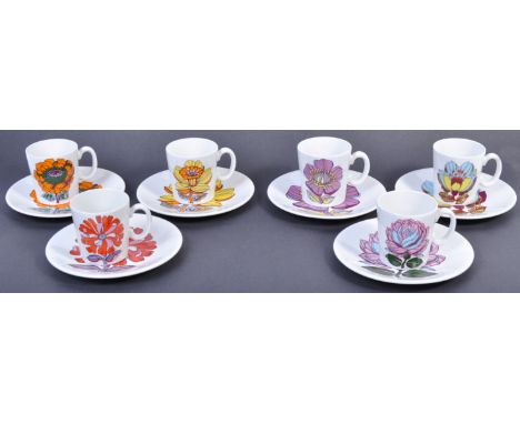 Washington Pottery, Staffordshire, England ' Flower Power '&nbsp; A mid century retro part china tea service set by Washingto