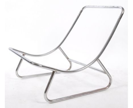 Habitat - An original retro vintage 1970's retro tubular chrome frame armchair. The chair in need of upholstering but having 