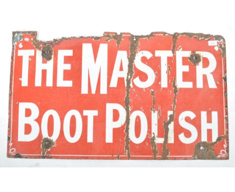 The Master Boot Polish - Patent Enamel Birmingham - An early 20th century vintage industrial enamel point of sale enamel face