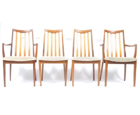 Leslie Dandy - G-Plan - A set of four original retro vintage Leslie Dandy for G-Plan teak wood dining chairs. Raised on squar