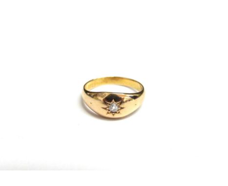 A 15ct gold diamond set gypsy ring, Chester. Size L, 3.3g 