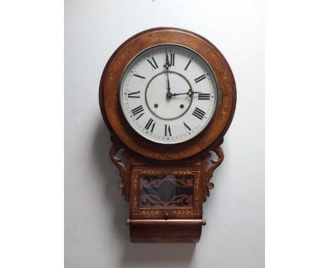 71cm; together with a Junghans walnut mantel clock with scroll decorated dial, 47cm high (2)
Note:&nbsp;the wall clock dial i