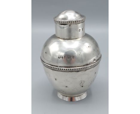 A Birmingham silver tea caddy of globular form by Mappin and Web 11cms tall, 4ozs 