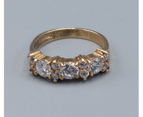 A 9ct gold cluster ring set cubic zirconia, ring size L, 3.1gms 