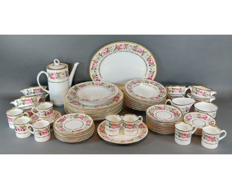 A Royal Worcester Royal Garden pattern coffee and dinner service comprising plates, bowls, coffee pot and coffee cups with sa