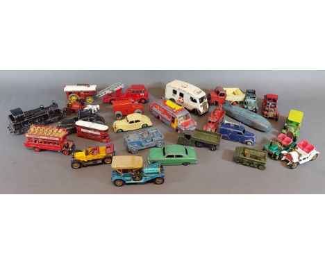 A Triang Minic model of an ambulance together with a collection of play worn model vehicles 