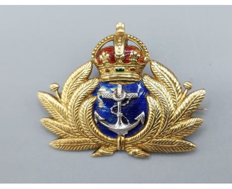 A 14ct gold and enamel set naval brooch, 5.8gms 