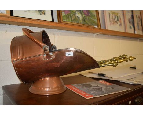 Copper coal chute and brass fire tools
