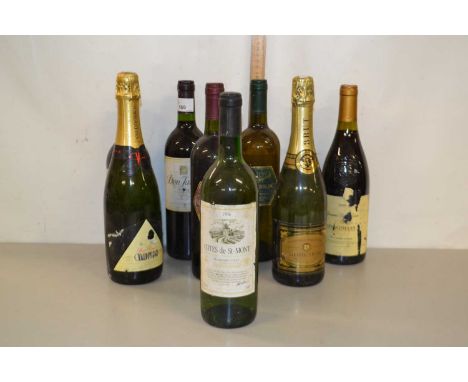 Eight various bottles of assorted wine and sparkling wine