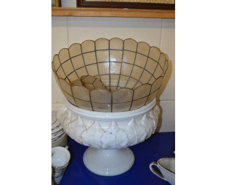 Mixed Lot: Large white porcelain jardiniere and two light shades
