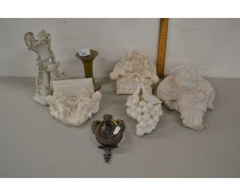 Mixed Lot: Various cherub ornaments, brass door knocker and other items