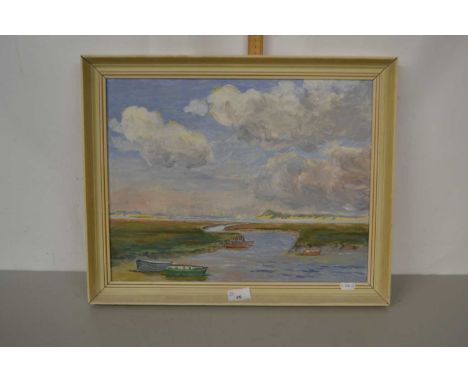 M K Dicker - Blakeney from Morston, oil on board