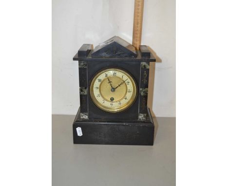 Black slate and marble mantel clock