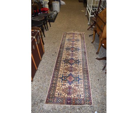 20th Century shallow pile runner carpet with geometric design