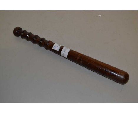 Vintage turned wooden truncheon, no makers names or emblems noted