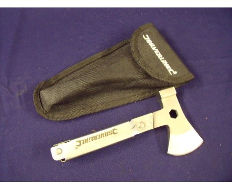 Silver line stainless multi tool hammer/axe with knives etc as new in case 