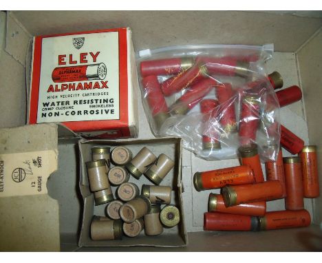 12 bore Alphamax cartridges Eley Grand Prix, various Vintage shotgun cartridges including military issue blanks (shotgun cert
