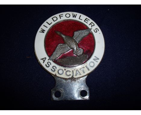 Chromed and enamel Wild Fowlers Association card badge 