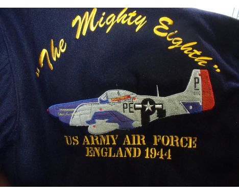 Seal MFG Vintage Sports Wear wool bomber style jacket with embroidered detail to the back 'The Mighty 8th US Army Air Force E