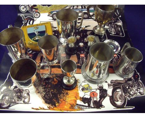 Selection of various military motorcycle army MCA Championship trophies and tankards, all from 1966 including named trophies 