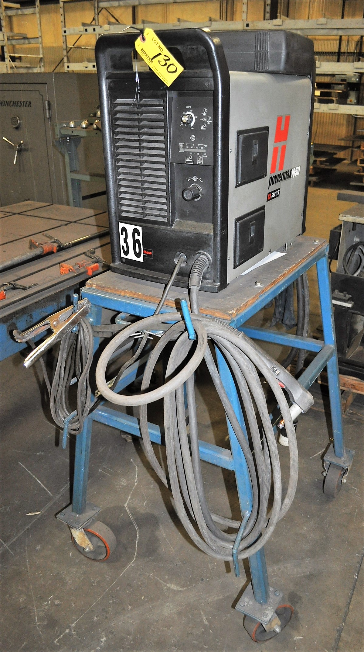 HYPERTHERM POWERMAX 1650 G3 SERIES PLASMA CUTTER & STAND, S/N 1650015962