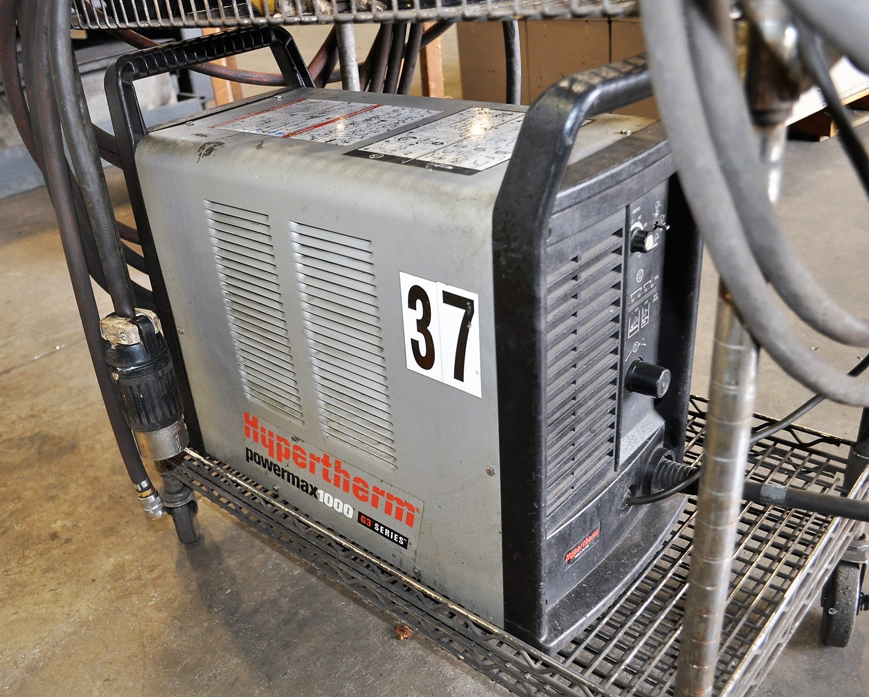 HYPERTHERM POWERMAX 1000 G3 SERIES PLASMA CUTTER & STAND, S/N 1000027791