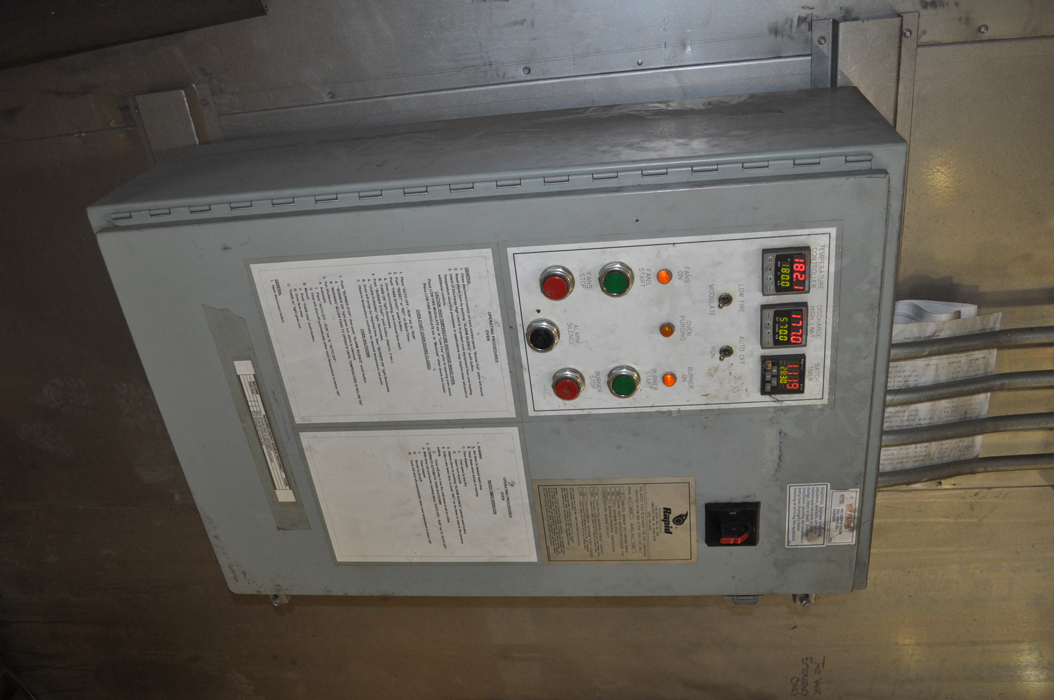 RAPID ENGINEERING MDL. 121225 BATCH CURE OVEN, 500˚F MAX OPERATING