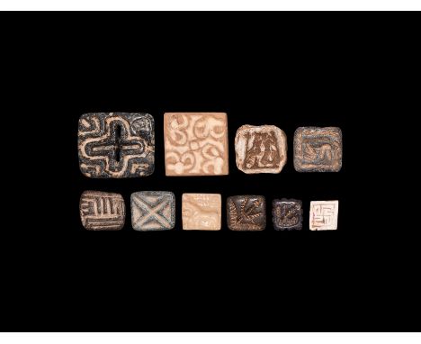 4th-1st millennium BC. A group of ten stamp seals including five accompanied by typed and signed notes by the late W.G. Lambe