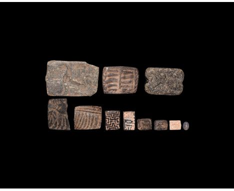 4th-2nd millennium BC. A group of eleven seals comprising six accompanied by typed and signed notes by the late W.G. Lambert,