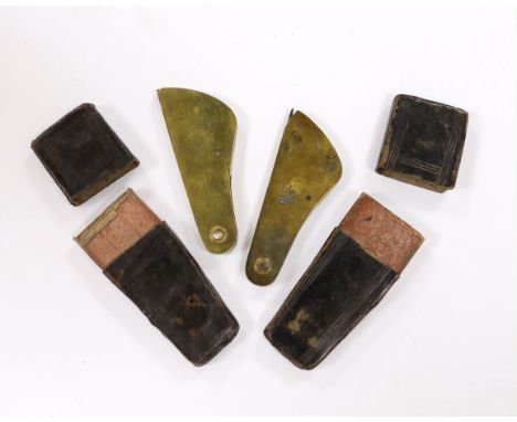 Two Georgian leather cased brass and steel fleams, one stamped ‘W&amp;H Hutchinson Sheffield’ and the other ‘Morton &amp; Fos