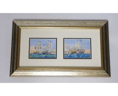 Elliot Hall U.SS. Constitution double enamel plaque by Peter Graves, limited edition 5/10, framed, overall 44cm x 25cm