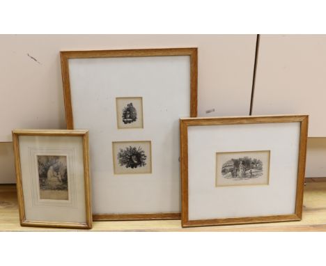 Thomas Bewick (1753-1828) two wood cuts/engravings together with a pencil sketch of a mother and child, inscribed William Fro