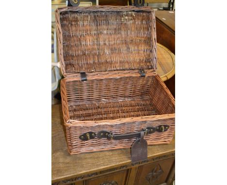 A wicker picnic hamper