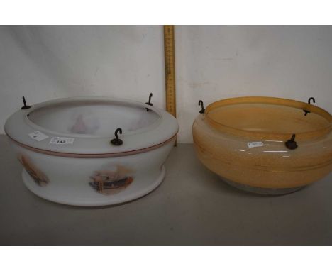 Two opaque glass centre ceiling light fittings
