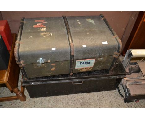 Vintage metal trunk and one other (2)