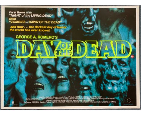 DAY OF THE DEAD (1985) - UK Quad Film Poster - FIRST RELEASE - GEORGE A ROMERO - 'Wall of Zombies' imagery created solely for