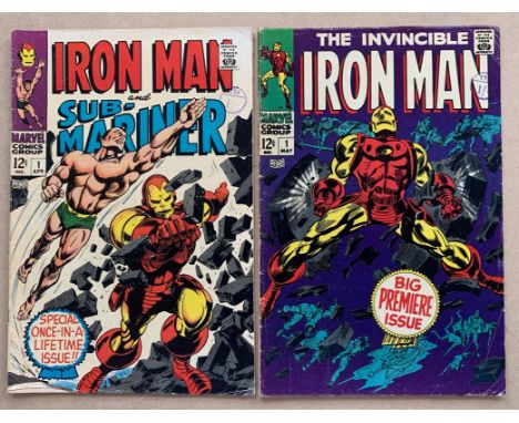 IRON MAN #1 &amp; IRON MAN and SUB-MARINER #1 (2 in Lot) - (1968 - MARVEL) - VG (Cents Copy/Pence Stamp) - Two KEY Silver Age