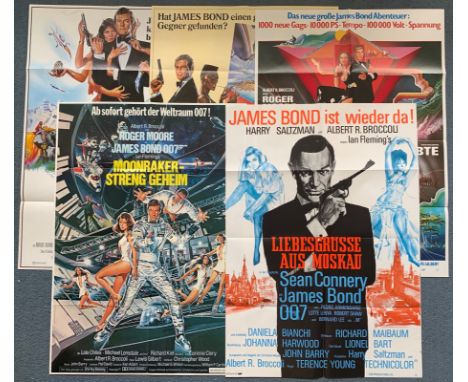 FROM RUSSIA WITH LOVE (1970's), SPY WHO LOVED ME + 3 x OTHERS (5 in Lot) - German A1 film posters which also includes MOONRAK
