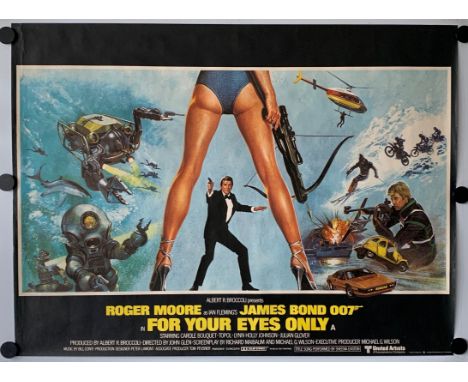 FOR YOUR EYES ONLY (1981) - British UK quad film poster - a Bond poster that incorporates the "legs" aspect of Bill Gold's de