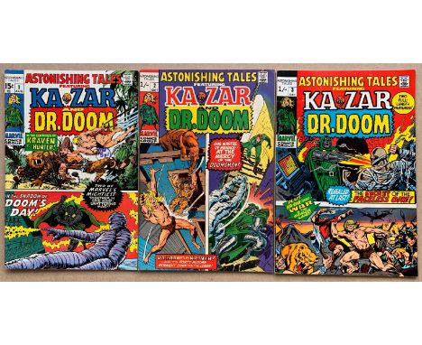 ASTONISHING TALES #1, 2, 3 (3 in Lot) - (1970) - (MARVEL VG - Cents Copy / Pence Copy/Stamp) - KA-ZAR and DR.DOOM (first time