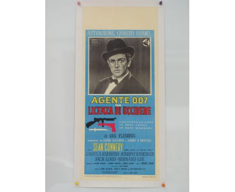 DR NO (1963 - First release in Italy) 'Agent 007: Licence to Kill' - Italian Locandina film poster - SEAN CONNERY - ROTOLITO 