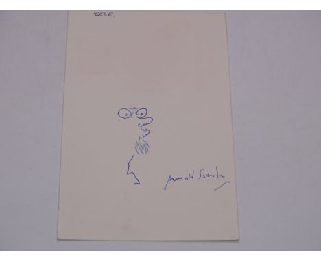 AUTOGRAPH: RONALD SEARLE signed Self-Portrait caricature on reverse of 1972 First Day of Issue Airmail Post Card with United 